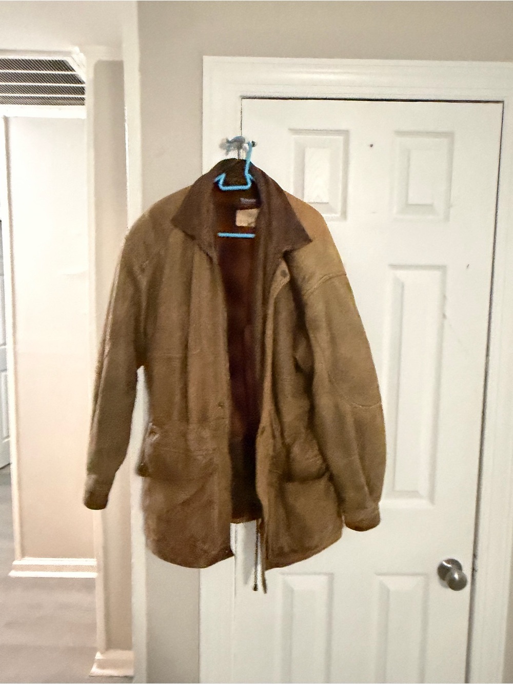 Men's Brown Shearling Field Jacket - Warm Military-Style Coat